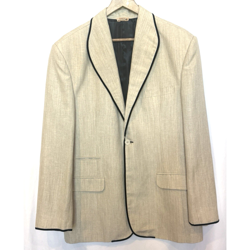 JJ Valaya Mens Linen Wool Blazer Size 44 Velvet Trim Will‎ Signature Sport Coat
